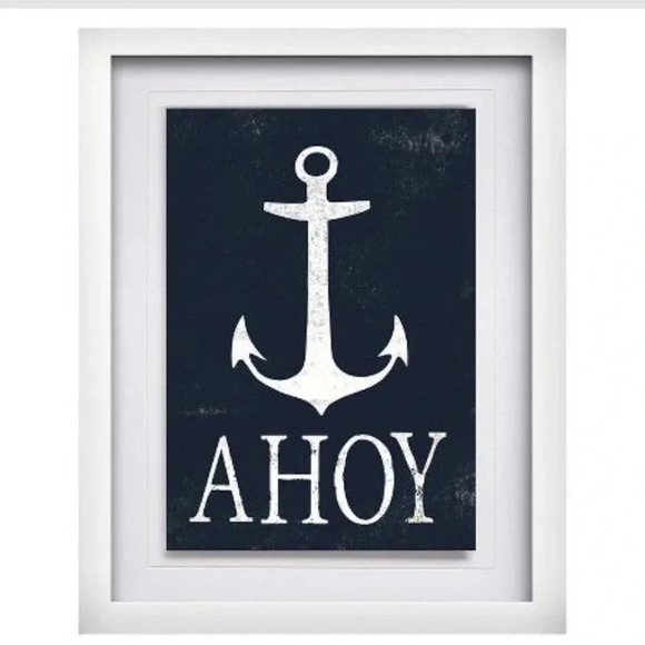 Pillowfort Other - AHOY Anchor Wall Art Nautical 14x11 Framed Art